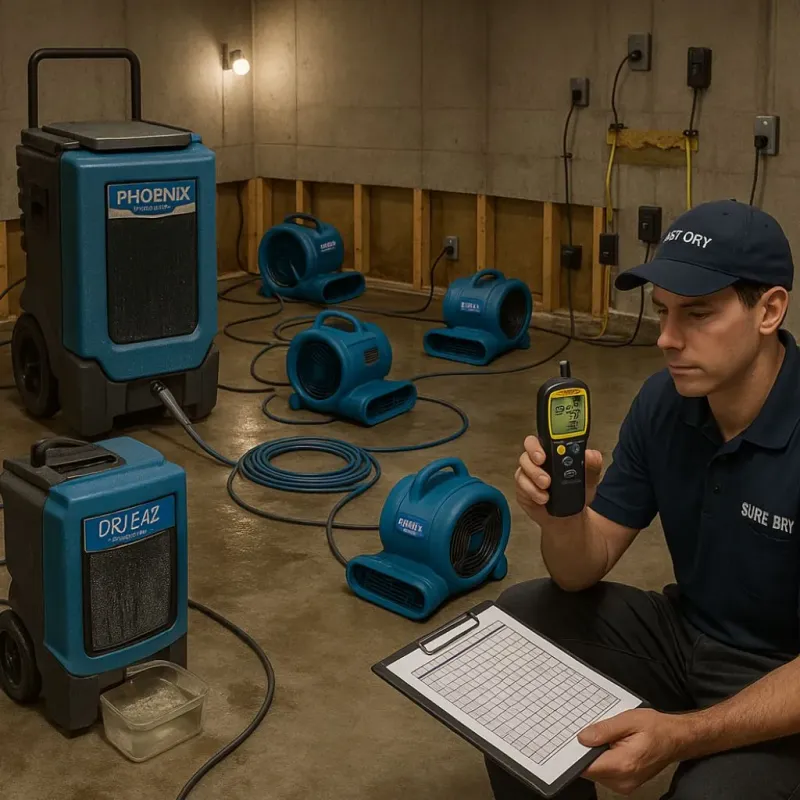 Structural Drying and Dehumidification process in Wellington, TX